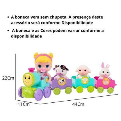 Trenzinho didático com boneca e bichinhos