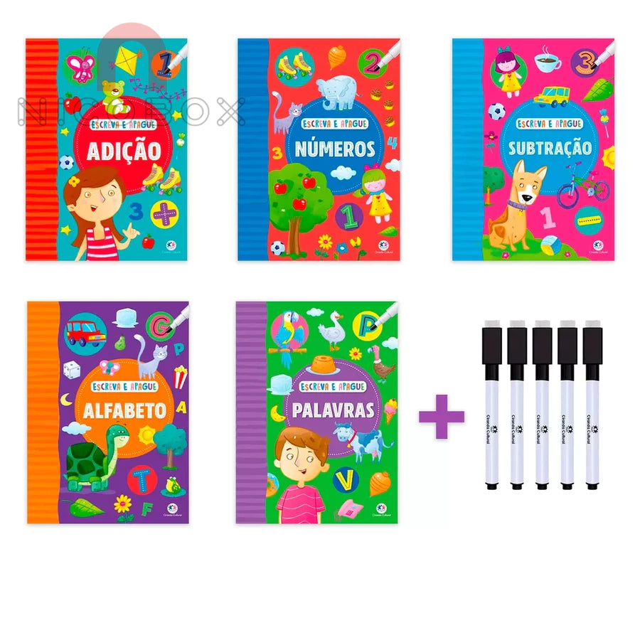 Kit c/ 5 Livros Escreva e Apague Infantil